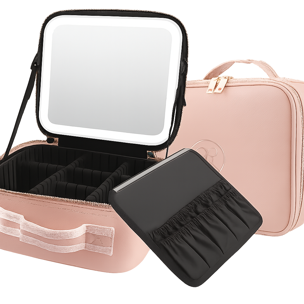 Organizador de maquillaje portátil con espejo iluminado LED